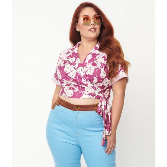 Unique Vintage x Smiley - wrap crop top - Picture 1 of 5